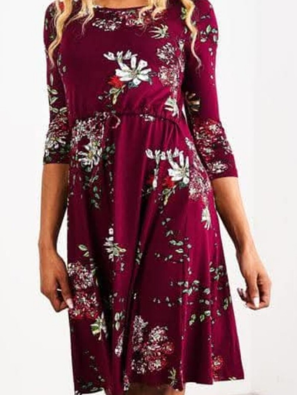 Latched Mama Burgundy Floral Midi Dress